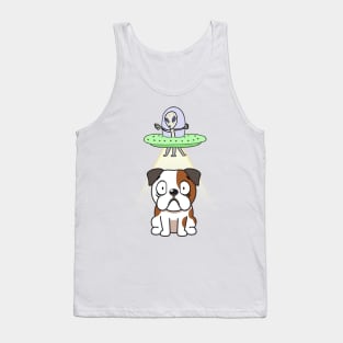 Funny bulldog is being abducted by aliens Tank Top